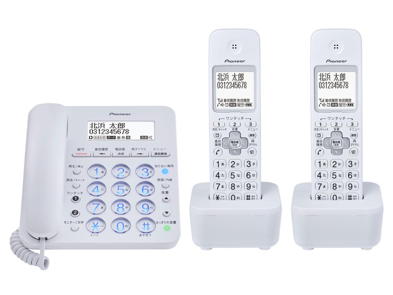 美品PIONEERパイオニア コードレス電話機 子機付 TF-SE16S(W)⑯+