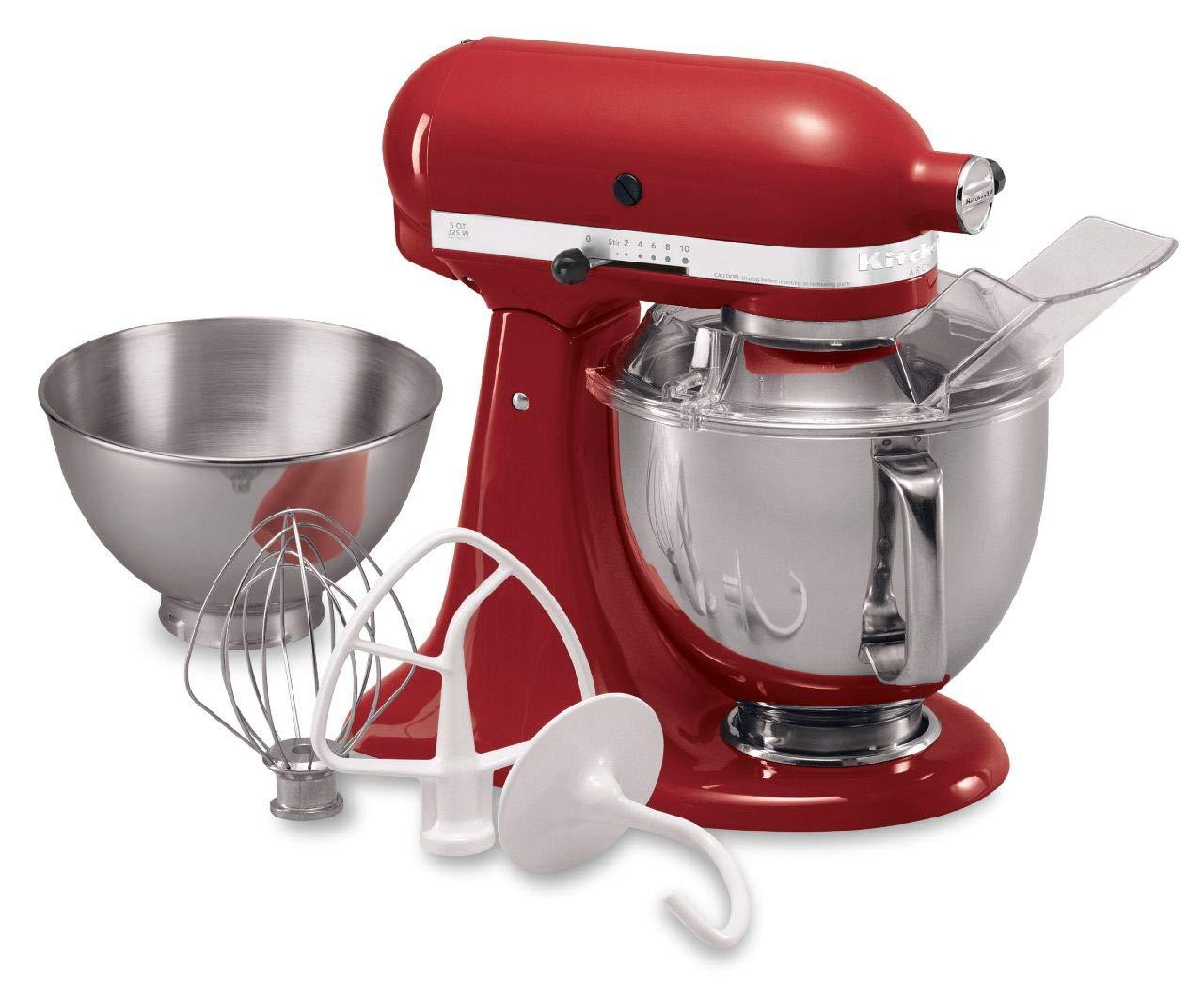 ECJOY!】 キッチンエイド(Kitchen Aid) キッチンエイド Kitchen Aid スタンドミキサー KSM150+4.8Lボウル・フードグラインダー・注入用カバー付き  エンパイヤレッド