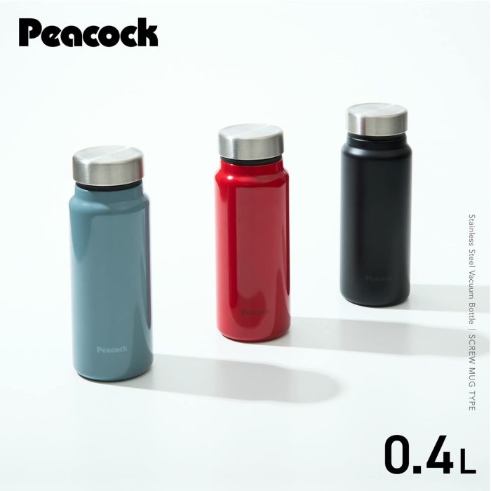 ECJOY!】 ピーコック魔法瓶工業(The-peacock) ピーコック 水筒 ステンレス ボトル スクリューマグボトル (軽量タイプ) 400ml  レッド AKY-40 R【特価￥2